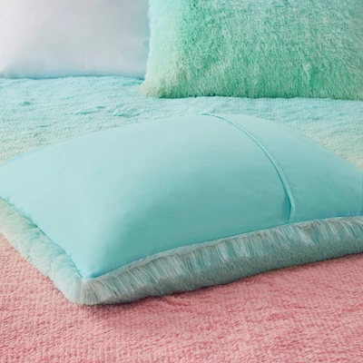 Mi Zone Twin/Twin XL Evie Ombre Shaggy Faux Fur Comforter Set Aqua: Twin Size Bedding For Teen Girls, Hypoallergenic 5 Mi Zone Twin/Twin XL Evie Ombre Shaggy Faux Fur Comforter Set Aqua: Twin Size Bedding For Teen Girls, Hypoallergenic - Image 5