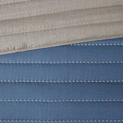 Madison Park 3pc Drew Printed Color Blocking Microfiber Coverlet Set Taupe/Blue 5 Madison Park 3pc Drew Printed Color Blocking Microfiber Coverlet Set Taupe/Blue - Image 5