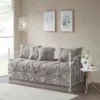 6Pcs Reversible Daybed Cover Set Tufted Puckered Diamond Design Quilted Yarn-Dye Polyester Cotton