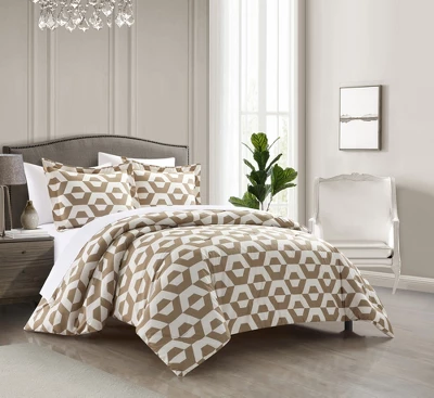 Chic Home Tudor 7 Piece Duvet Cover Set Contemporary Geometric Hexagon Pattern Print Bed In A Bag Bedding With Zipper Closure Beige 1 Chic Home Tudor 7 Piece Duvet Cover Set Contemporary Geometric Hexagon Pattern Print Bed In A Bag Bedding With Zipper Closure Beige