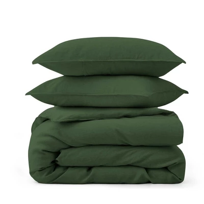 Peace Nest Linen Duvet Cover Set, Durable, Breathable & Moisture-Wicking, 3 Piece Bedding Set With Pillow Shams, Green, Twin, 68"x90" 3 Peace Nest Linen Duvet Cover Set, Durable, Breathable & Moisture-Wicking, 3 Piece Bedding Set With Pillow Shams, Green, Twin, 68"x90" - Image 3