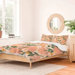 Meadow Of Autumn Wildflowers Lane And Lucia Duvet Cover Set Orange/Green/Beige - Deny Designs