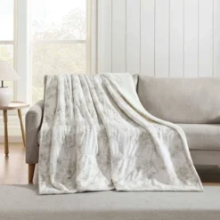 Laura Ashley Full Wistful Blooms Blanket Beige