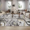 8x10 Rugs Washable Modern - Abstract Grey Area Rug For Living Room, Non-Shedding Low Pile Carpet, Easy Clean