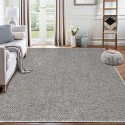 Machine Washable Area Rug 5x7 For Living Room Modern Minimalist Solid Carpet Non-Slip Low Pile Contemporary