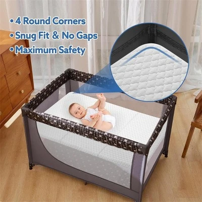 MYKKO Waterproof Pack And Play Mattress Pad , 38"x26" Universal Tri-Fold Foam Crib Mattress | Fits Graco, Baby Trend, Guava Family | Portable 1 MYKKO Waterproof Pack And Play Mattress Pad , 38"x26" Universal Tri-Fold Foam Crib Mattress | Fits Graco, Baby Trend, Guava Family | Portable