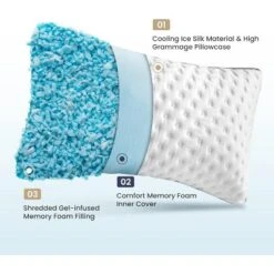 Gulches Queen Size Cooling Pillow Set Of 2 - Cooling Gel Memory Foam, Medium Firm, Washable Ice Silk Cover, CertiPUR-US Certified 11 Gulches Queen Size Cooling Pillow Set Of 2 - Cooling Gel Memory Foam, Medium Firm, Washable Ice Silk Cover, CertiPUR-US Certified -Bedding Discounts GUEST 0a6e1655 8c15 418e acc3 08803919d68c