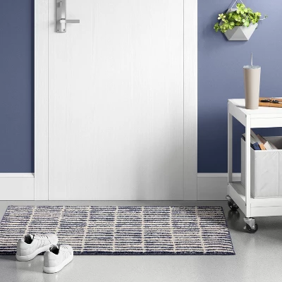 2'5"x3'8" Washable Modern Dashes Hi/Low Tufted Loop Accent Rug Blue - Room Essentials™: Indoor, Fade & Stain-Resistant 1 2'5"x3'8" Washable Modern Dashes Hi/Low Tufted Loop Accent Rug Blue - Room Essentials™: Indoor, Fade & Stain-Resistant