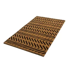 Fishbone Indoor/Outdoor Coir Doormat Black/Natural - Entryways