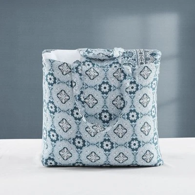 Bebejan Aquamarine Medallion 100% Cotton 3-Piece Reversible Quilted Coverlet Set 7 Bebejan Aquamarine Medallion 100% Cotton 3-Piece Reversible Quilted Coverlet Set - Image 7