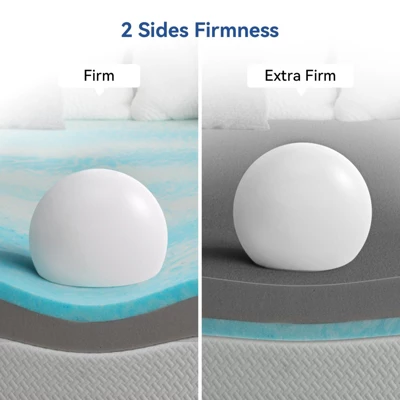 Dyonery 3“/4" Reversible Extra Firm Memory Foam Bed Topper For Pain Relief, High-Density Gel Bamboo Charcoal Mattress Pad With Removable Cover 2 Dyonery 3“/4" Reversible Extra Firm Memory Foam Bed Topper For Pain Relief, High-Density Gel Bamboo Charcoal Mattress Pad With Removable Cover - Image 2