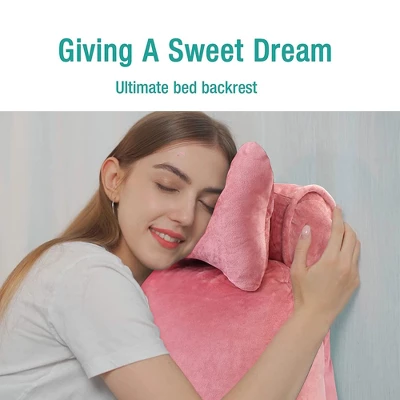 Vekkia Extra Large Velvety Reading And Bed Rest Pillow With Ultimate Back And Arm Support For Reading And Watching Television, Pink 1 Vekkia Extra Large Velvety Reading And Bed Rest Pillow With Ultimate Back And Arm Support For Reading And Watching Television, Pink