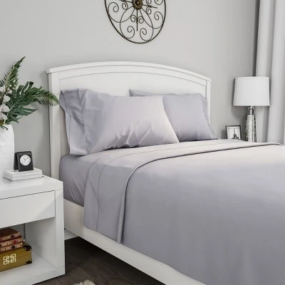 Hastings Home Queen Size Brushed Microfiber 4 Piece Bed Sheet And Linen Set With Stain Resistant Fitted And Flat Sheets - Silver 1 Hastings Home Queen Size Brushed Microfiber 4 Piece Bed Sheet And Linen Set With Stain Resistant Fitted And Flat Sheets - Silver