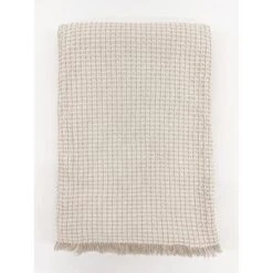 Ivory & Taupe Cotton Waffle Weave Bed Blanket - Anaya -Bedding Discounts GUEST 11d86f85 df8c 4892 8ecf 1d9b5248cfe8