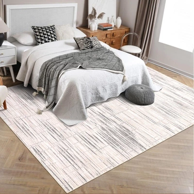 8x10 Rugs Non-Slip ¨C Modern Boho Abstract Area Rug Stain-Resistant Low Pile Carpet | Machine Washable Ivory Accent Rug With TPR Backing 6 8x10 Rugs Non-Slip ¨C Modern Boho Abstract Area Rug Stain-Resistant Low Pile Carpet | Machine Washable Ivory Accent Rug With TPR Backing - Image 6