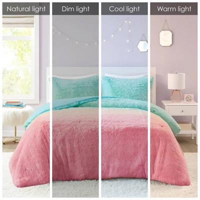 Mi Zone Twin/Twin XL Evie Ombre Shaggy Faux Fur Comforter Set Aqua: Twin Size Bedding For Teen Girls, Hypoallergenic 8 Mi Zone Twin/Twin XL Evie Ombre Shaggy Faux Fur Comforter Set Aqua: Twin Size Bedding For Teen Girls, Hypoallergenic - Image 8