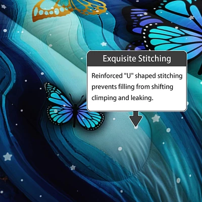 Boersma 3D Blue Butterflies Comforter Set Golden Full Comforter Set Set 1 Quilt And 2 Pillowcases All Season 6 Boersma 3D Blue Butterflies Comforter Set Golden Full Comforter Set Set 1 Quilt And 2 Pillowcases All Season - Image 6