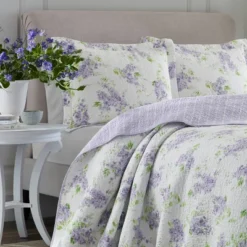 Keighley Reversible Quilt Set Purple - Laura Ashley -Bedding Discounts GUEST 17e9eacd a4be 4765 ba3c 91863709d273