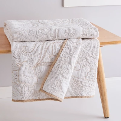 Perla White Quilted Throw - Levtex Home 1 Perla White Quilted Throw - Levtex Home