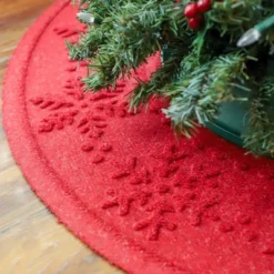 3' Aqua Shield Snowflake Tree Skirt Round Mat Red - Bungalow Flooring