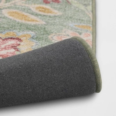 28"x84" Floral Memory Foam Runner Rug Sage Green - Threshold™ 3 28"x84" Floral Memory Foam Runner Rug Sage Green - Threshold™ - Image 3