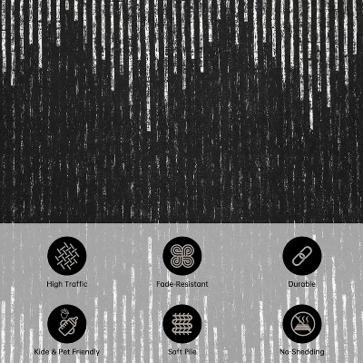 Acekool 8x10 Washable Area Rug, Black And White Striped Non Slip Low Pile Carpet, Modern Distressed Diamond Pattern For Living Room Bedroom Nursery 2 Acekool 8x10 Washable Area Rug, Black And White Striped Non Slip Low Pile Carpet, Modern Distressed Diamond Pattern For Living Room Bedroom Nursery - Image 2