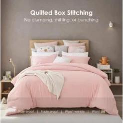 Boersma Three-piece Bedding Set With Solid Color Quilt Cover And Pillowcase,Brushed Super Soft And Machine Washable, Cute Pink Three-piece Set -Bedding Discounts GUEST 1aaf4177 48d4 496b 8bc3 e137607d2424
