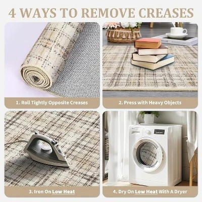 Modern Washable Area Rug Soft Non-Slip Stain-Resistant Farmhouse Tartan Plaid Carpet For Living Room Bedroom Nursery Office 6 Modern Washable Area Rug Soft Non-Slip Stain-Resistant Farmhouse Tartan Plaid Carpet For Living Room Bedroom Nursery Office - Image 6