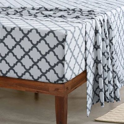 Microfiber Quatrefoil Bed Sheet Set - Lux Decor Collection 2 Microfiber Quatrefoil Bed Sheet Set - Lux Decor Collection - Image 2
