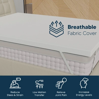 Continental Sleep, 1-Inch Medium Firm Mattress Toppers With Breathable Cover, Cooling Mattress Pad For Back Pain, Soft And Removable, White 2 Continental Sleep, 1-Inch Medium Firm Mattress Toppers With Breathable Cover, Cooling Mattress Pad For Back Pain, Soft And Removable, White - Image 2