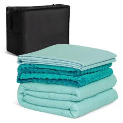 Costway 7 / 10 /15 / 20 Lbs Heavy Weighted Blanket 3 Piece Set W/ Hot & Cold Duvet Covers Green/Pink -Bedding Discounts GUEST 1d69ac56 0557 4195 a535 db66326cc7e3
