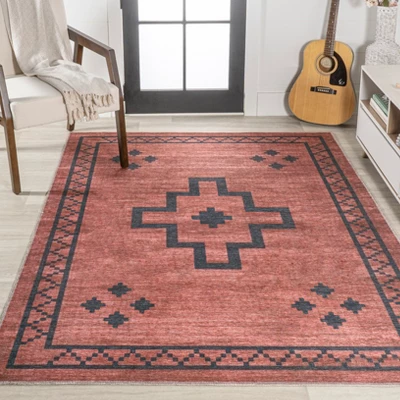 Korsa Geometric Medallion Machine-Washable Area Rug - JONATHAN Y 5 Korsa Geometric Medallion Machine-Washable Area Rug - JONATHAN Y - Image 5