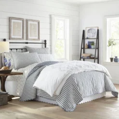 Willow Way Ticking Stripe Quilt & Sham Set - Stone Cottage -Bedding Discounts GUEST 2047a06e 73f6 4922 b683 aae81af523f6