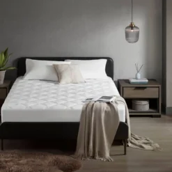 Sharper Image Cooling Touch Overfilled Microfiber Lightweight Deep Pocket Mattress Pad White