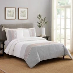 Holden Duvet Set Gray/Orange/White - Laurel & Mayfair