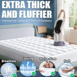Memory Foam Mattress Pad Memory Foam For King, Strong-Support & Ultra-Cozy Mattress Topper, Breathable Soft Microfiber Protector, 8-21'' Deep Pocket -Bedding Discounts GUEST 26b740e4 6419 4eb0 bdf7 138f00ce7896