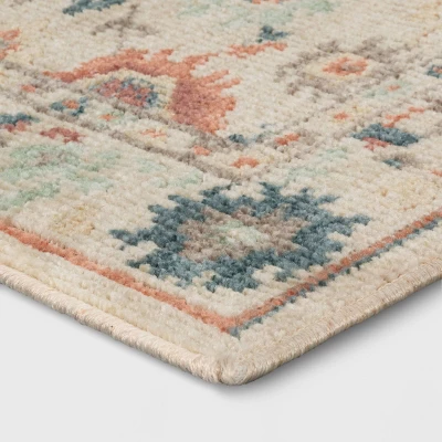 28"x84" Floral Persian Washable Runner Rug Ivory - Threshold™ 2 28"x84" Floral Persian Washable Runner Rug Ivory - Threshold™ - Image 2