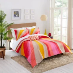 Sunburst Duvet Set Dark Pink/Salmon Pink/Tan - Trina Turk