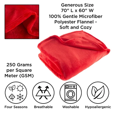 Flannel Fleece Throw Blanket- For Couch, Home Decor, Sofa & Chair- Oversized 60" X 70", Soft & Plush Microfiber In Crimson Red By Hastings Home 2 Flannel Fleece Throw Blanket- For Couch, Home Decor, Sofa & Chair- Oversized 60" X 70", Soft & Plush Microfiber In Crimson Red By Hastings Home - Image 2