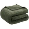 1 Pc Twin Polyester Flannel Fleece Bed Blankets Army Green - PiccoCasa