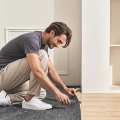 VEVOR - Slip-Resistant Rug Pad - Protective Cushioning Carpet Pad - 9' X 12' - 1/4"Thick - Dual Surface - Polyester Felt + Latex - Gray