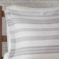 3pc Full/Queen Mason Stripe Print Knit Duvet Cover Set Gray -Bedding Discounts GUEST 2e5542a1 238f 4bb5 b80a c688795c213d