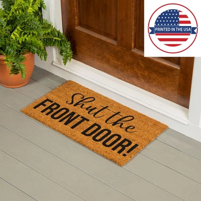 Evergreen Flag Funny Welcome Mat Coir Doormat | 28" X 16" Front Door Mat Outdoor Entrance | No Slip Door Rugs Entryway Indoor | Shut The Front Door! 3 Evergreen Flag Funny Welcome Mat Coir Doormat | 28" X 16" Front Door Mat Outdoor Entrance | No Slip Door Rugs Entryway Indoor | Shut The Front Door! - Image 3