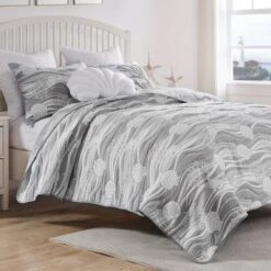 Greenland Home Fashions Dover Harbor Gray 2-Piece Twin/XL Coverlet Set, 68X88 Inches -Bedding Discounts GUEST 302f5680 a0ad 48f6 99f7 1e03b69fe285