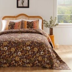 Greenland Home Fashions 3pc Audrey Modern Floral Bedspread Bedding Set Brown -Bedding Discounts GUEST 31b58949 e091 4012 99a7 b8e9fd6ef6fa