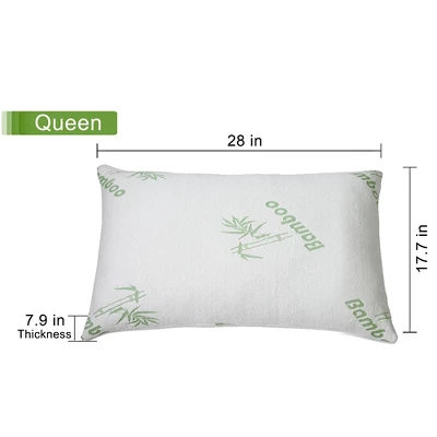 NewHome "Shredded Bamboo Memory Foam Pillow: Hypoallergenic Bed Pillow For Head & Neck Support With Washable Cover" White Size Queen 1 NewHome "Shredded Bamboo Memory Foam Pillow: Hypoallergenic Bed Pillow For Head & Neck Support With Washable Cover" White Size Queen