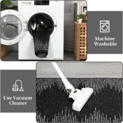 Acekool 8x10 Washable Area Rug, Black And White Striped Non Slip Low Pile Carpet, Modern Distressed Diamond Pattern For Living Room Bedroom Nursery 10 Acekool 8x10 Washable Area Rug, Black And White Striped Non Slip Low Pile Carpet, Modern Distressed Diamond Pattern For Living Room Bedroom Nursery -Bedding Discounts GUEST 32450a70 d0c4 4ba2 89a4 bb9c9d036d56