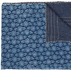 HomeRoots 50" X 70" Blue Kantha Cotton Floral Throw Blanket With Embroidery 7 HomeRoots 50" X 70" Blue Kantha Cotton Floral Throw Blanket With Embroidery -Bedding Discounts GUEST 3565fed9 af3d 4bf3 99ac 11236ca08980