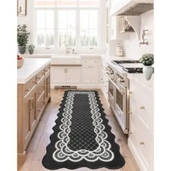 Washable Scalloped Area Rugs Modern Bordered Floor Mat -Bedding Discounts GUEST 36916564 24dd 4db1 a292 f73ee1b4cf4c