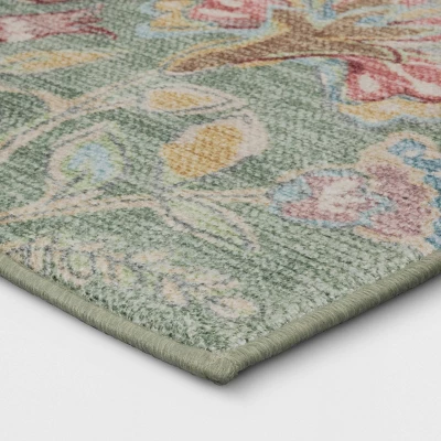 28"x84" Floral Memory Foam Runner Rug Sage Green - Threshold™ 2 28"x84" Floral Memory Foam Runner Rug Sage Green - Threshold™ - Image 2